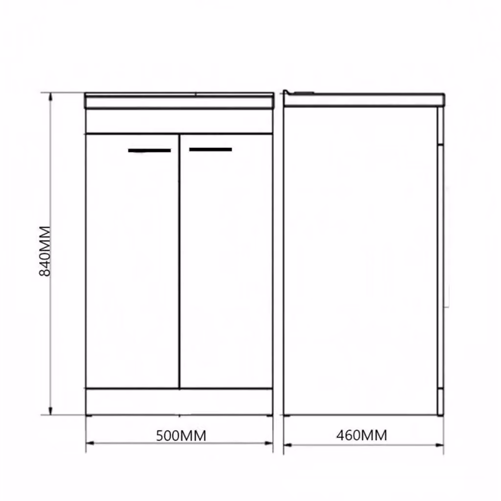 Clifton Basalt Grey 2 Door Freestanding Bathroom Unit with White Basin, Width: 500 mm – 2