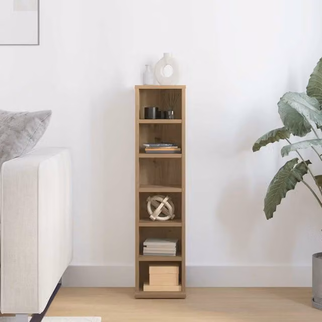 Berkfield Home Artisan Oak CD Cabinet, Brown, W/D/H: 21 x 20 x 88 cm