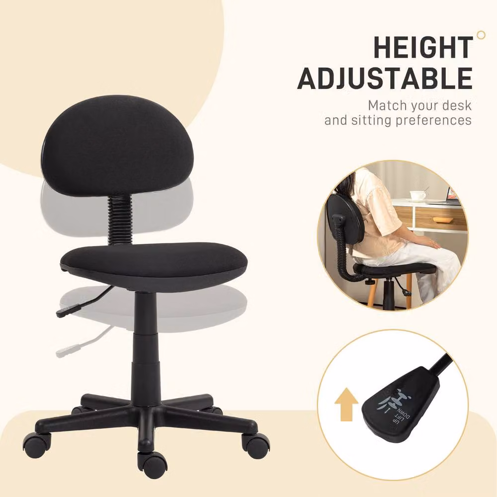 STILVORA Adjustable Black Fabric Task Chair with Headrest and Castors, W/D/H: 60.0 x 60.0 x 120.0 cm – 5