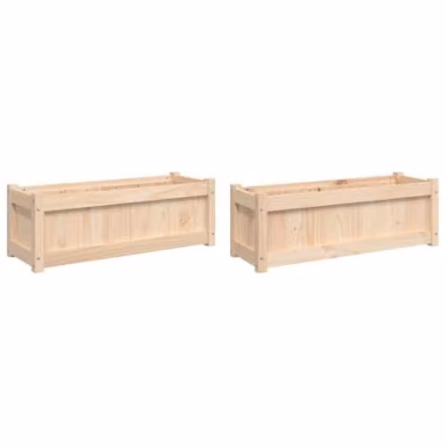 vidaXL Set of 2 Rustic Pine Wood Garden Planters in Brown and Beige, W/D/H: 90 x 31 x 31 cm
