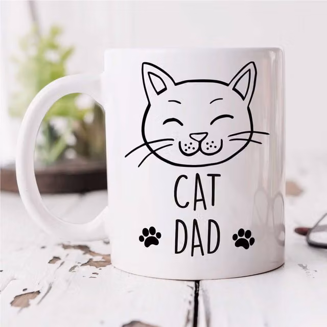 60 Second Makeover Limited Cat Dad Ceramic Mug in White