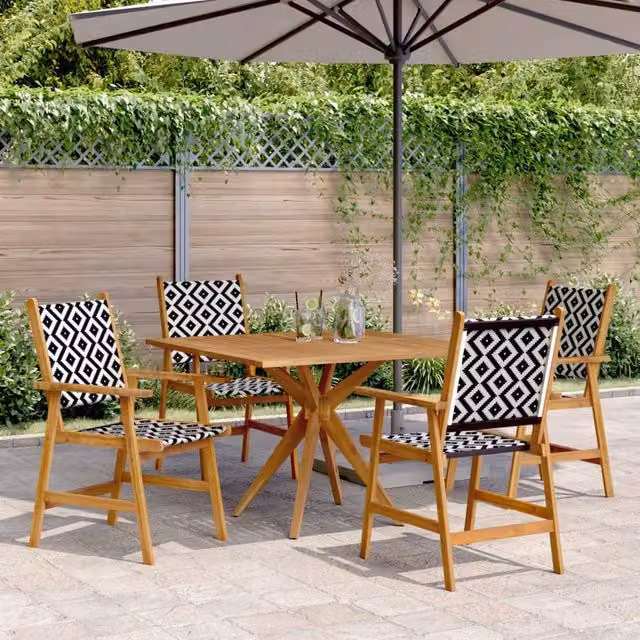 Berkfield Home 5 Piece Rustic Acacia Wood Garden Dining Set in Brown