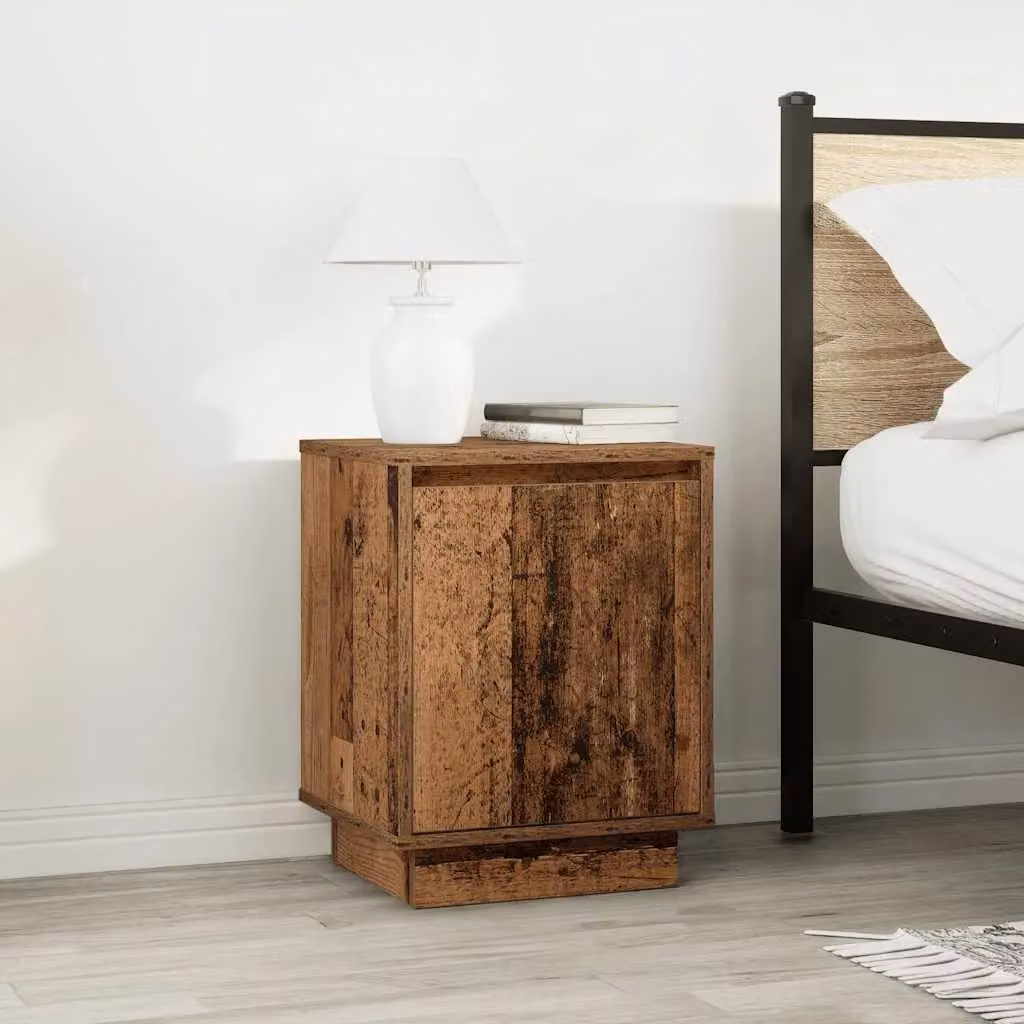 Berkfield Home Set of 2 Bedside Cabinets with Integrated LED Lights in Old Wood, W/D/H: 38 x 34 x 50 cm – 4