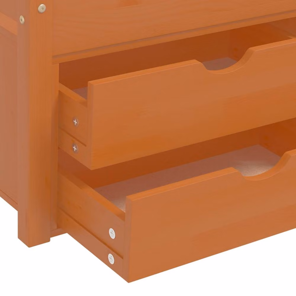 Berkfield Home Pinewood Bed Frame with Drawers and Cabinet, Honey Brown, W: 90 cm, L: 200 cm – 4