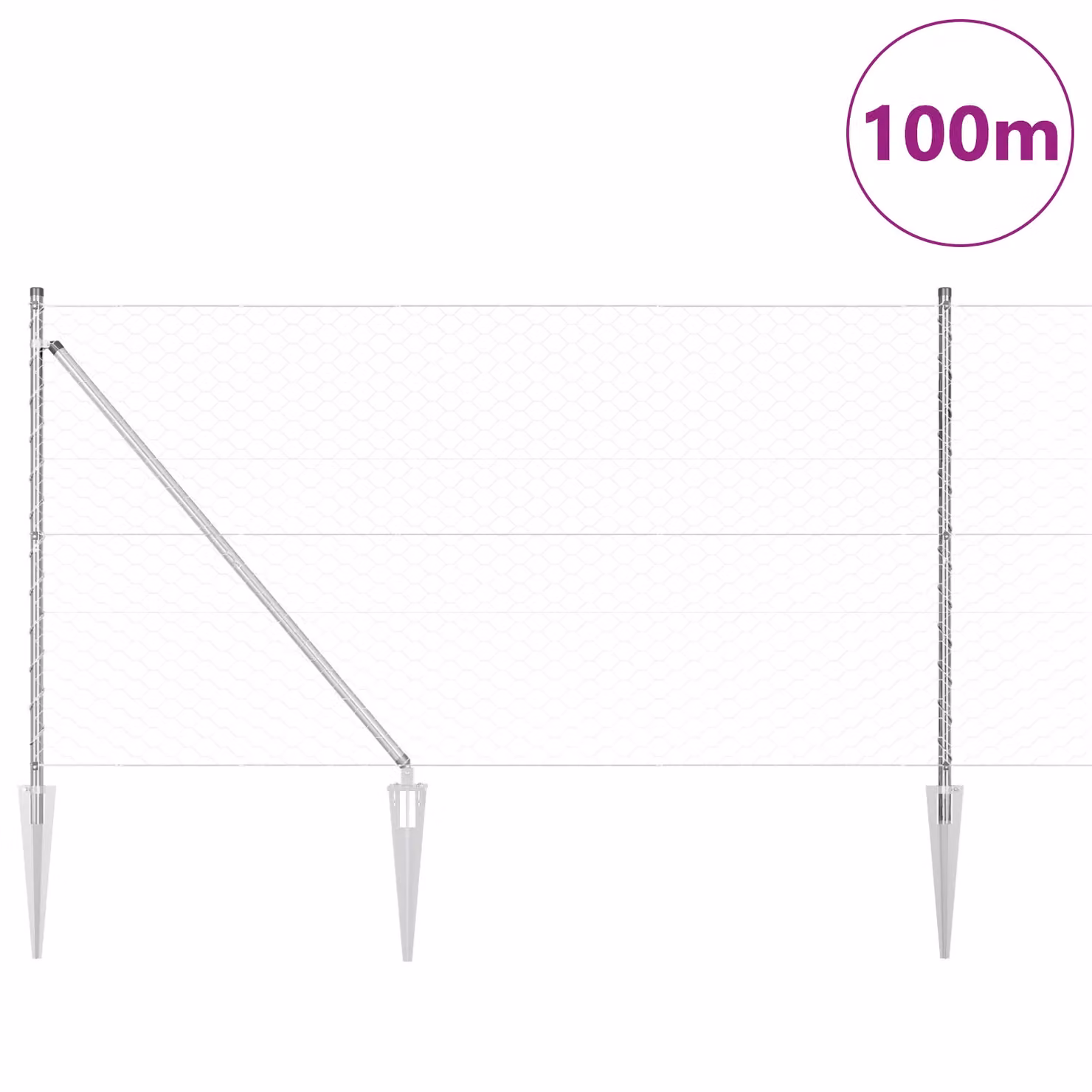 Berkfield Home Hexagon Fence in Silver Galvanised Steel, 1 x 100 m – 2