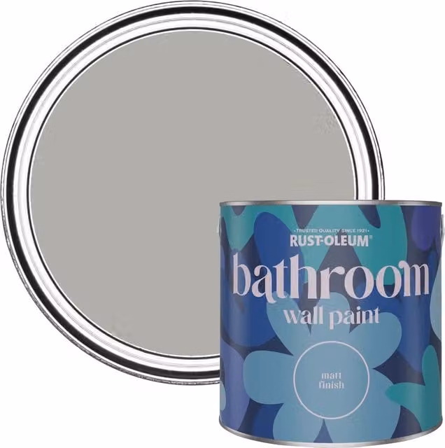 Rust-Oleum Bare Birch Grey Water-Resistant Matt Bathroom Wall and Ceiling Paint, 2.5L – 1
