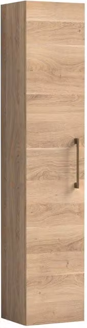 Balterley Bramshall 1 Soft Close Door Tall Storage Cabinet in Light Oak Brown, W: 30 cm