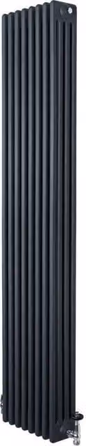 Monstershop Traditional 4 Column Steel Radiator and Valves, Anthracite Grey, H 180 cm x W 38 cm