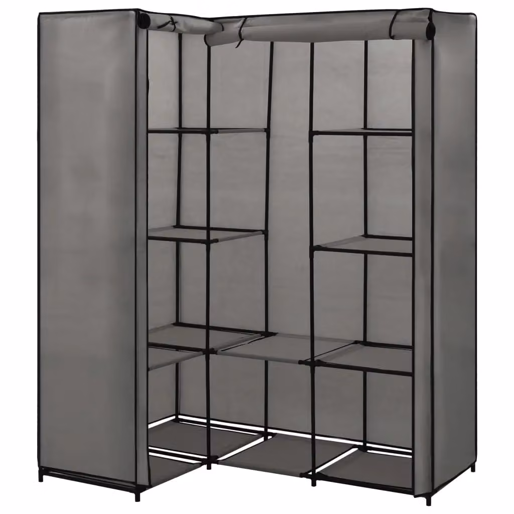 Berkfield Home Grey Corner Wardrobe with Hinged Doors, W/D/H: 130 x 87 x 169 cm – 2