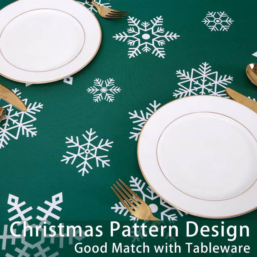 London Boutique Green Snowflake Design Christmas Polyester Rectangular Tablecloth – 9