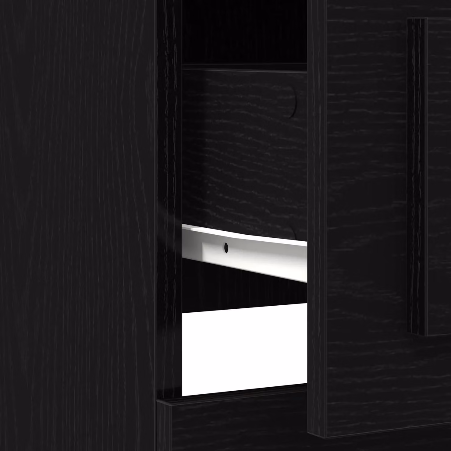 Berkfield Home Black Oak Highboard with Hinged Doors and Drawers, W/D/H: 103.5 x 36.0 x 35.0 cm – 3