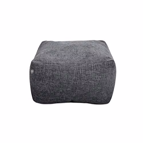 rucomfy Beanbags Weave Ottoman Bean Bag in Grey, Modern Fabric Pouffe Footstool, W/D/H: 60 x 60 x 36 cm