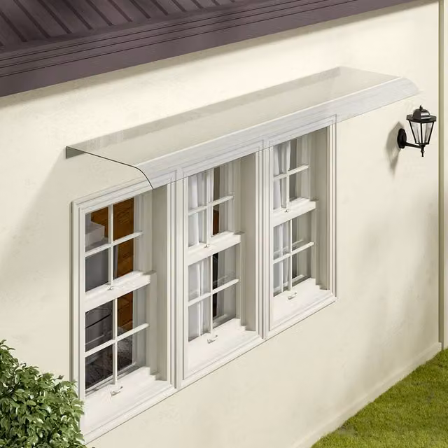 Lifeideas Outdoor Transparent Awning in White and Transparent, W/D/H: 160 x 43 cm