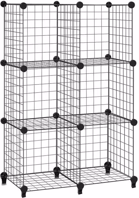 NESTLUNE 6 Cube Metal Wire Storage Organizer Shelving Unit in Black, W/D/H: 90 x 30 x 30 cm – 1