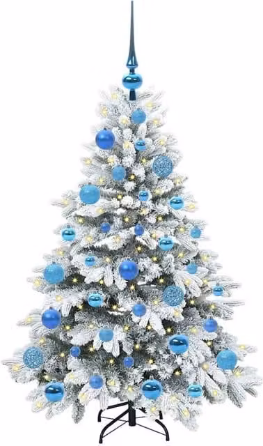 Berkfield Home Beautiful Artificial Christmas Tree with 150 Warm White LEDs, Green and White, Height: 120 cm