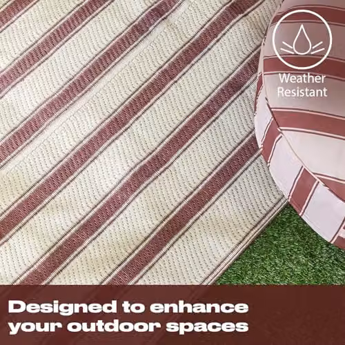 OHS Vintage Striped Outdoor Rug in Chocolate and Cream, W: 160 cm, L: 230 cm – 2
