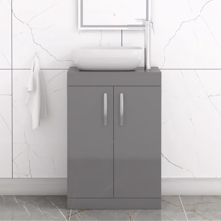 Royal Bathrooms Elva Floor Standing 2 Door Vanity Unit with Countertop Basin in Indigo Grey Gloss