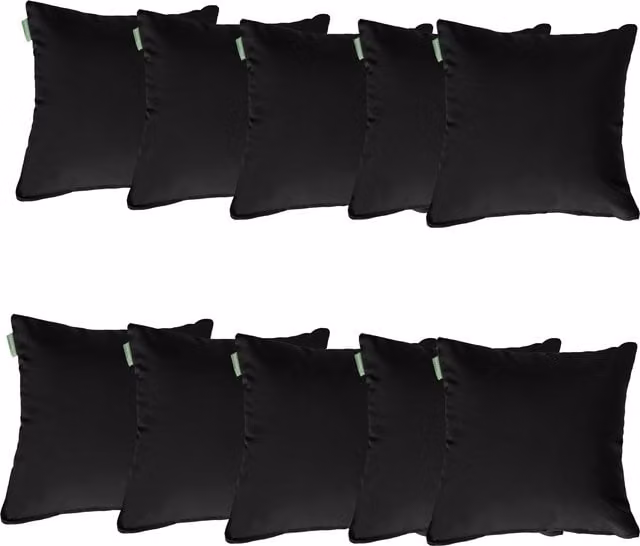 Gardenista Set of 10 Black Square Outdoor Scatter Cushions with Hollow Fibre Filling