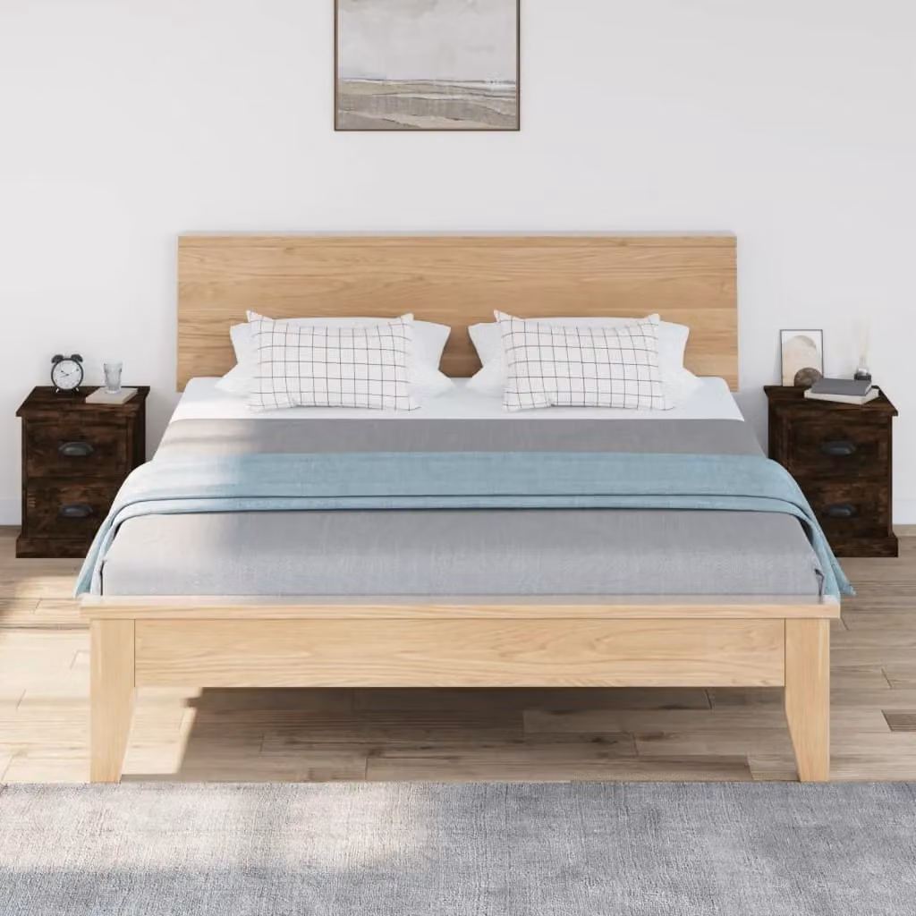 Berkfield Home Set of 2 Bedside Cabinets in Smoked Oak Brown, W/D/H: 39 x 39 x 47.5 cm – 3
