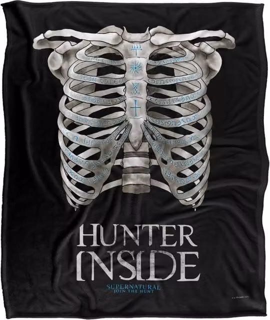 Supernatural Hunter Inside Officially Licensed Silky Touch Super Soft White Throw Blanket, W/D: 152 x 127 cm