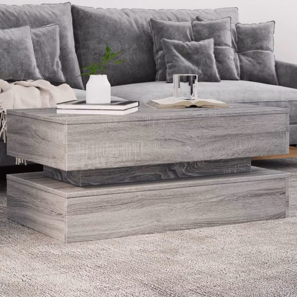 Berkfield Home Modern Grey Sonoma Coffee Table with LED Lights, W/D/H: 90 x 50 x 40 cm – 2