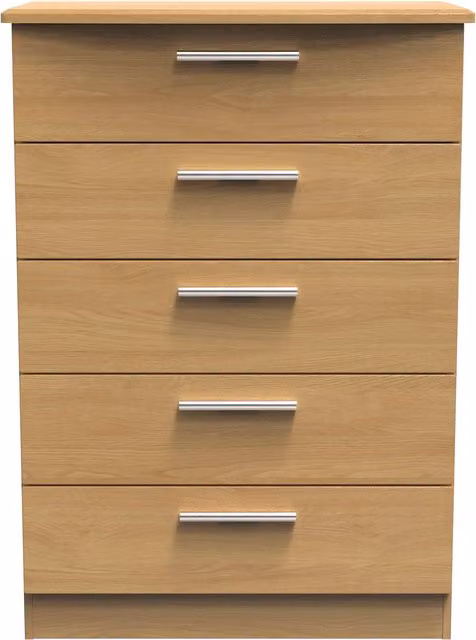 Ready Assembled 2 U Windsor 5 Drawer Chest in Light Brown