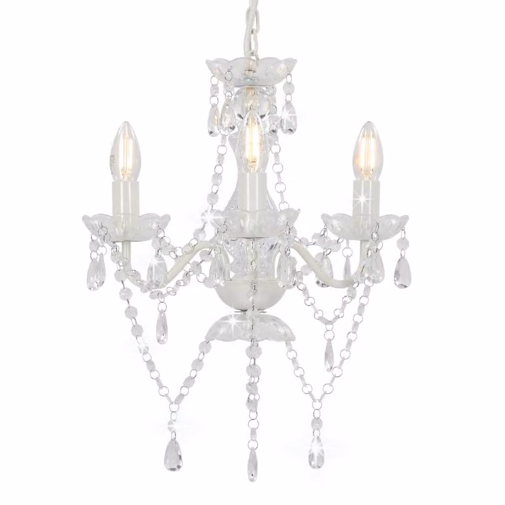 Berkfield Home Elegant Round Chandelier with White Beads and Transparent Accents, 3 x E14 – 2