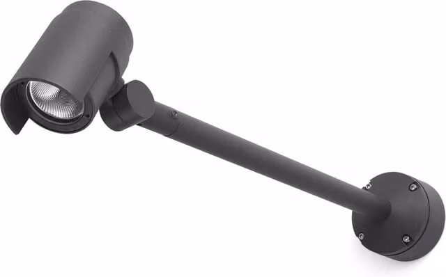 Faro Modern Adjustable LED Outdoor Wall Spotlight in Grey and Anthracite with Glass Cylinder