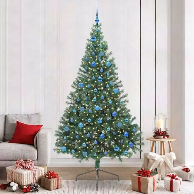 Berkfield Home Pre-lit Artificial Christmas Tree in Green, Height: 240 cm