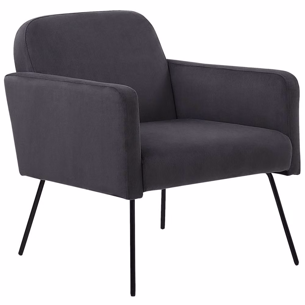Wyld Haus Grey Velvet Armchair with Black Metal and Wood Legs – 2