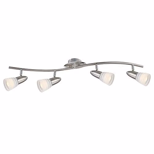 Globo Lighting Caleb Ceiling Spotlight Bar in Chrome and Grey with Opal Glass Shades, 4x E14 LED – 1