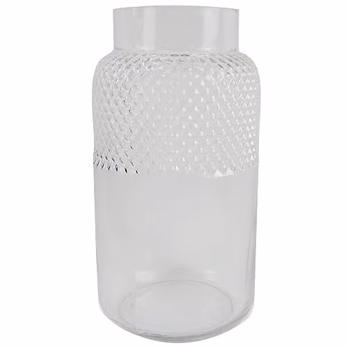 Botanik Leaf Clear Glass Diamond Vase in White, H 29 cm, W 15 cm, D 15 cm – 1
