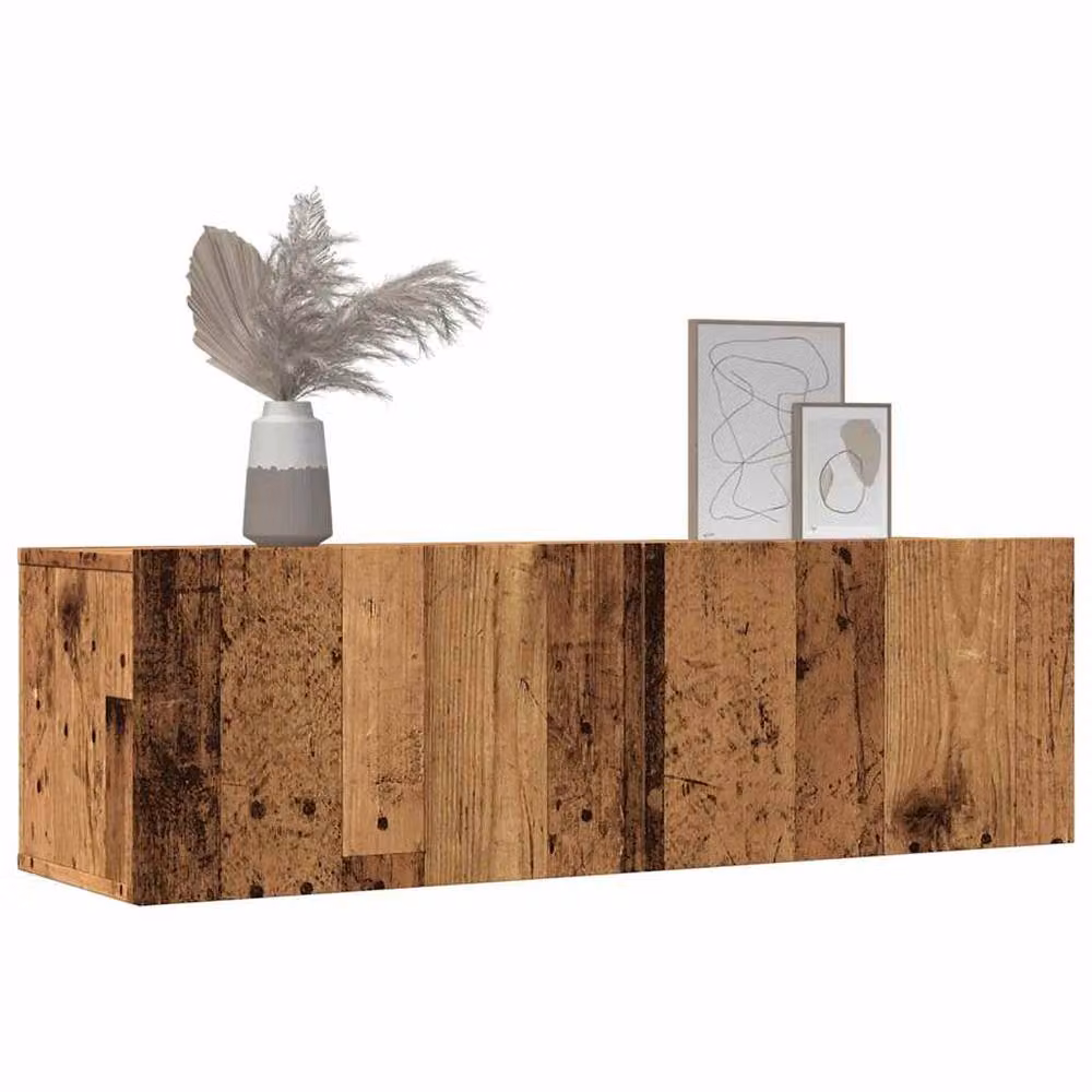 Berkfield Home Set of 2 Wall-Mounted TV Cabinets in Old Wood Brown, W/D/H: 100 x 30 x 30 cm – 3