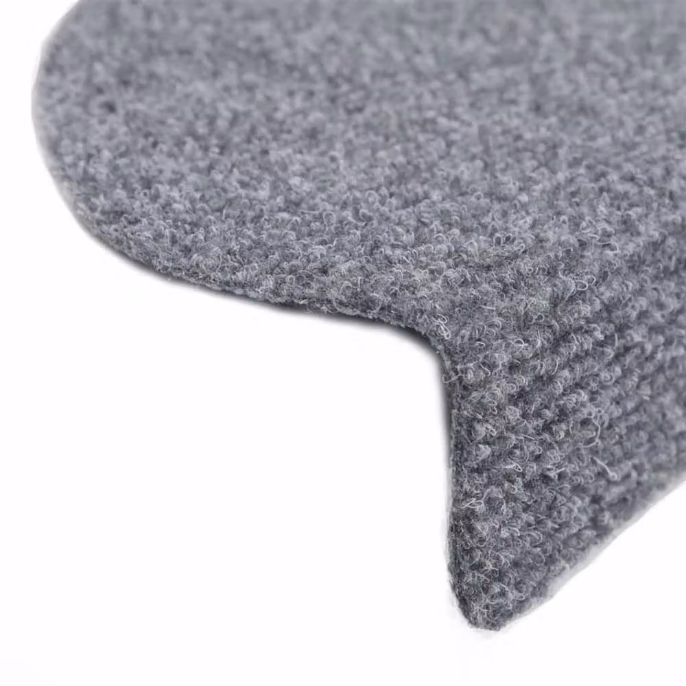 Berkfield Home Self-adhesive Needle Punch Stair Mats, Light Grey, W/D/H: 56 x 17 x 3 cm – 3