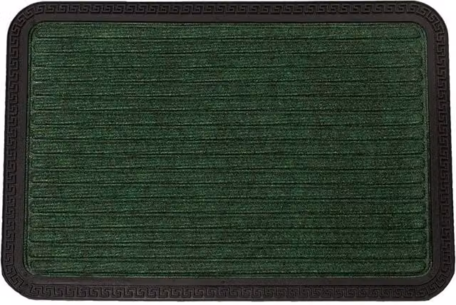 Roseley Classic Striped Rectangular Door Mat in Green, Weatherproof and Washable Rubber Mat