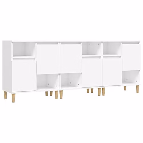 vidaXL Set of 3 White Classic Sideboards in Engineered Wood, W/D/H: 60 x 35 x 70 cm