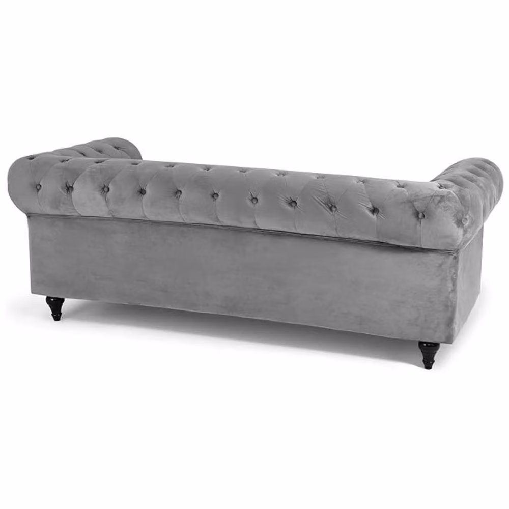 Snug Furniture Birmingham Ltd Belmont Chesterfield 3+2 Velvet Sofa in Grey – 3