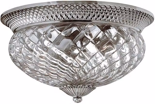 Elstead Classic 3-Light Dome Ceiling Light in Silver and Grey with Transparent Glass