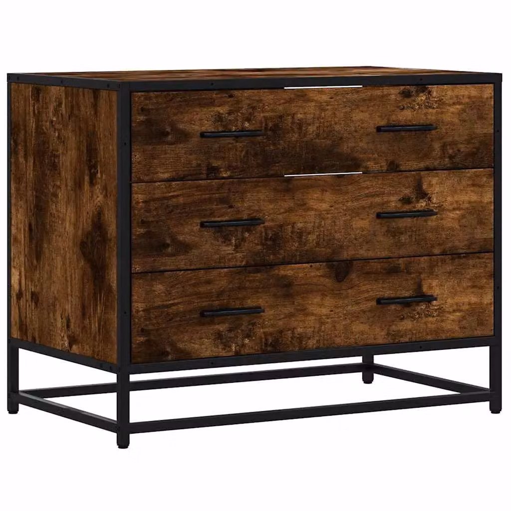 Berkfield Home Smoked Oak Drawer Cabinet in Brown, W/D/H: 70 x 41 x 56 cm – 2