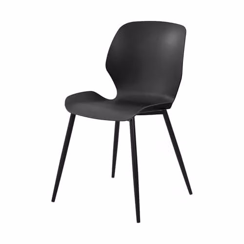Core Products Carnaby Set of 2 Black Mid-Century Style Contoured Plastic Kitchen and Dining Chairs with Black Metal Legs – 1