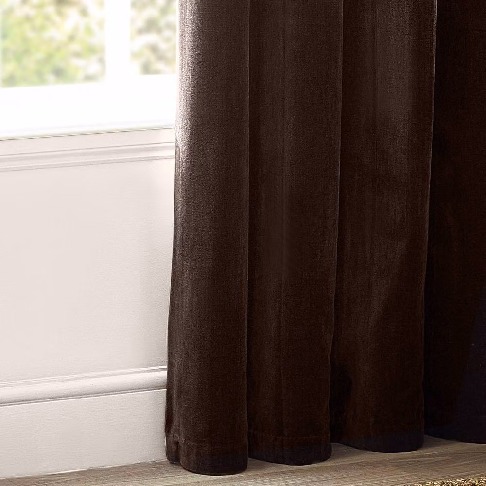 Yard Brown Chenille Blackout Eyelet Curtain Pair, W: 117 cm, H: 137 cm – 4