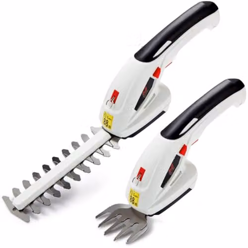 Netta 2-in-1 Cordless Hedge Trimmer and Grass Shear in White with 7.2V 1500mAh Rechargeable Lithium-Ion Battery and 2 Interchangeable Blades – 1