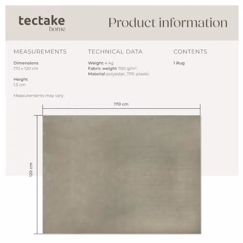tectake Zonelle Fluffy Rug in Sand, Allergy-Friendly and Washable Polyester Carpet, W/D: 120 x 170 cm – 2