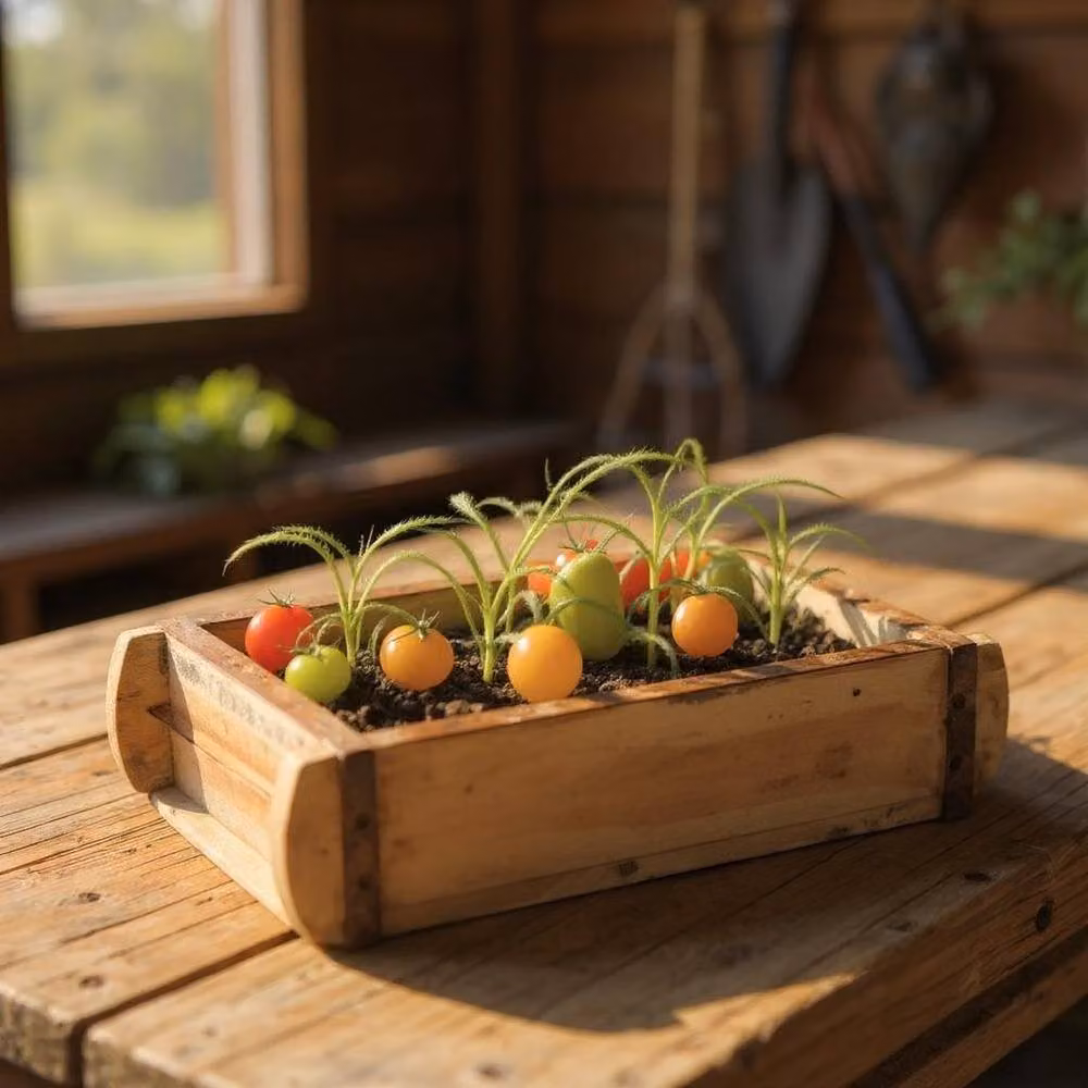 Minster Single Brick Mold Planter Tub in Brown Reclaimed Wood W: 31 cm, H: 9 cm, L: 14 cm – 3