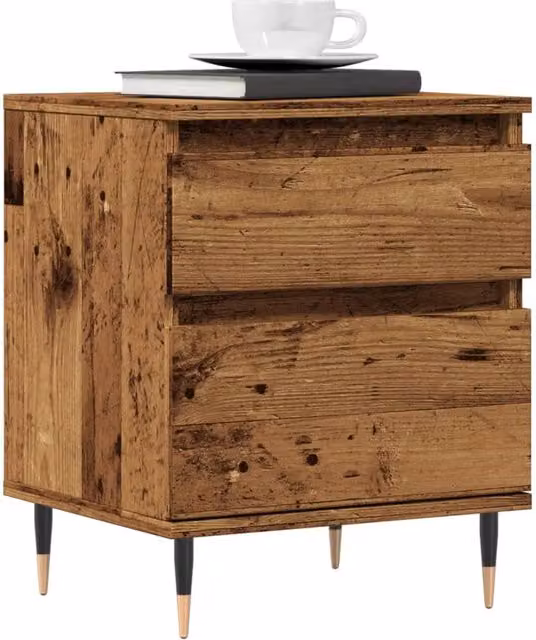 Berkfield Home Bedside Cabinet in Old Wood Brown, W/D/H: 40 x 35 x 50 cm