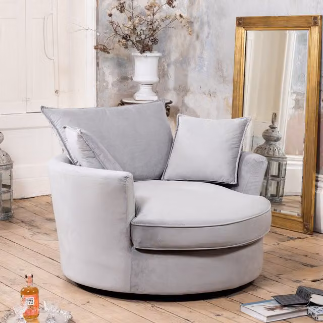 Artemis Home Havana Grey Velvet Swivel Base Cuddle Chair