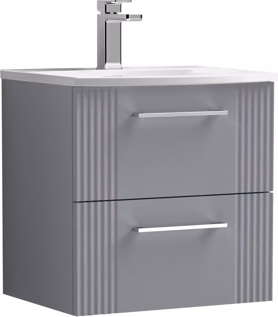 Balterley Wall Hung 2 Drawer Vanity Unit with Curved Basin, Satin Grey, Width: 50 cm