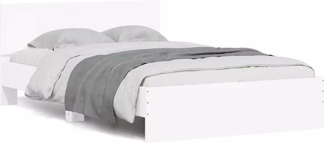 Berkfield Home Modern Bed Frame with Headboard, LED Under-Bed Lighting and USB Charging Port, White, W: 140 cm, L: 190 cm