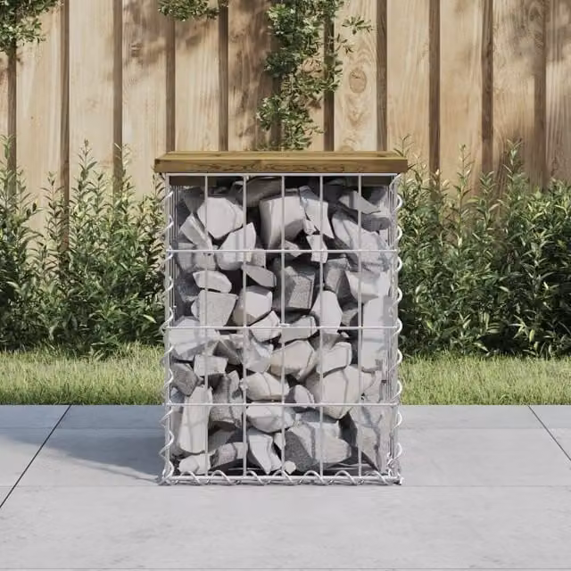 Berkfield Home Gabion Design Garden Bench in Brown Impregnated Pine Wood, W/D/H: 33 x 31 x 42 cm – 1