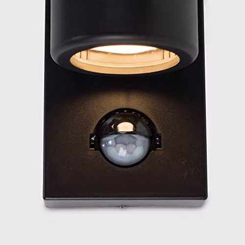 ValueLights Pair of Modern Black Up/Down Outdoor Wall Lights with Motion Sensor – 5